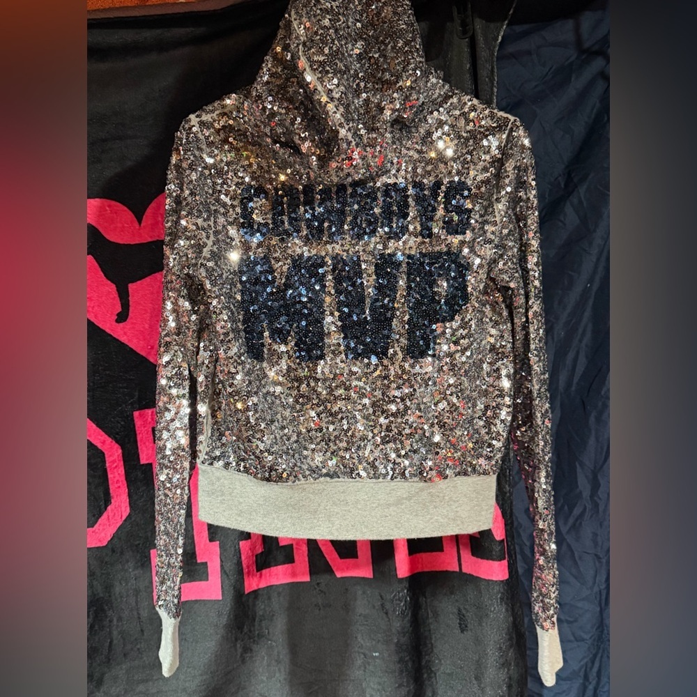 Victoria's Secret PINK NFL Dallas Cowboys Sequin Fashion Show Full Zip Hoodie - Picture 4 of 4
